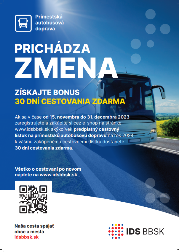 Informácie o zmenách v prímestskej autobusovej doprave od 1.1.2024 (IDS BBSK)